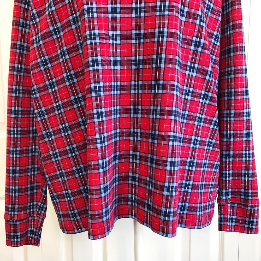 Lands' End Red & Blue Plaid Print Mockneck Long Sleeve Tee XL - Picture 9 of 16